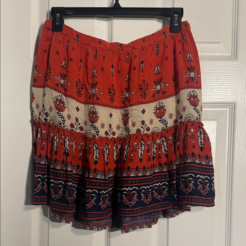 Spell Red and Navy Blue Patterned Mini Skirt (PLEASE READ DESCRIPTION)